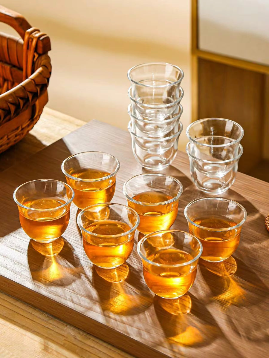 6pcs/8pcs/12pcs, 2.3oz Glass Teacups - Scratch-Resistant, Insulated, Round Glassware, Suitable For Tea, Sake, Espresso - Multipurpose, Dishwasher Safe Transparent Cups With Smooth Surface Design